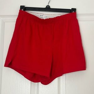 red soffe shorts for cheer/dance